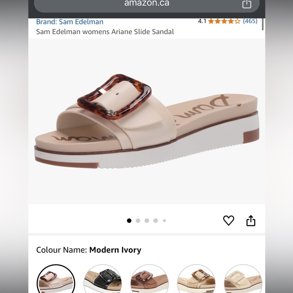 Sam Edelman Cream Slide Sandals with Decorative Buckle